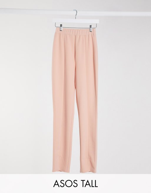 ASOS DESIGN Tall – Schmal geschnittenne Anzughose aus Jersey in Rosa
