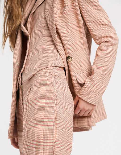 ASOS DESIGN Tall – Schmal zulaufende Anzughose mit rotem Glencheck-Muster, 3 von 4