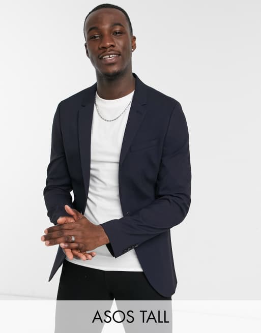 ASOS DESIGN Tall – Schmale Anzugjacke in Navy