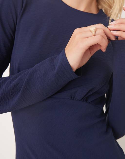 ASOS DESIGN Tall - Schuingesneden satijnen maxi-jurk met bustedetail in marineblauw, 3 van 4