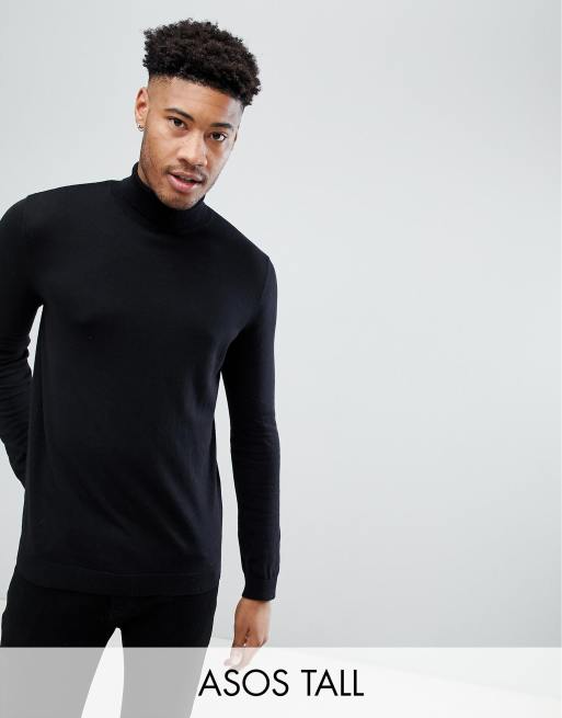 Asos Design Tall Schwarzer Rollkragenpullover Aus Baumwolle Asos