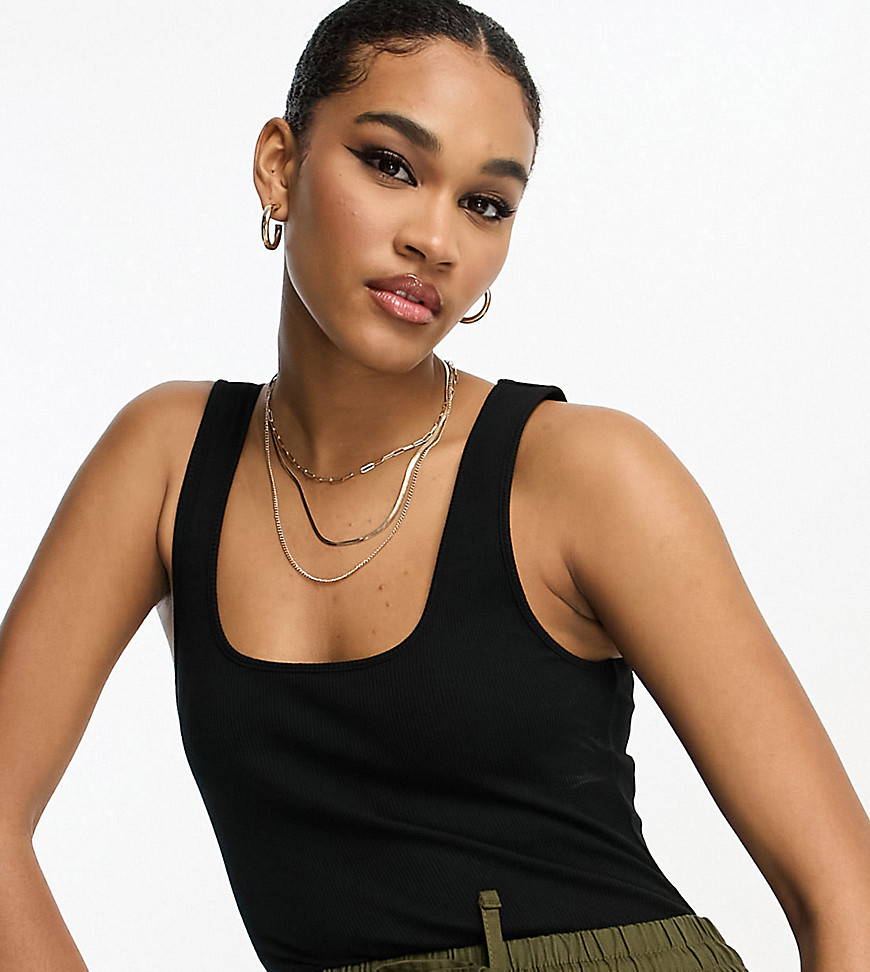 Asos Tall Asos Design Tall Tank Top Bodysuit With Scoop Front And Back In Black
