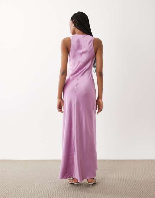 ASOS DESIGN Tall scoop satin maxi dress in lilac, 4 of 4