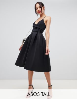 asos design scuba cami prom midi dress