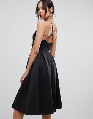 scuba cami prom midi dress
