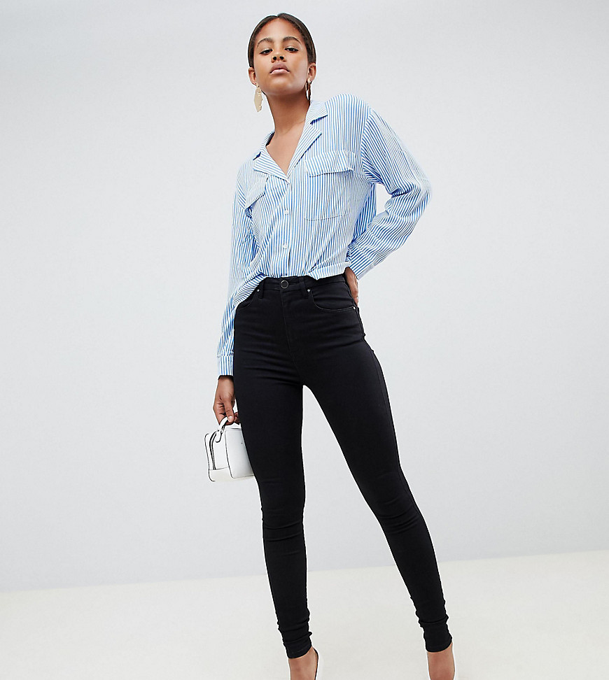 ASOS DESIGN – TALL – 'SCULPT ME' – Premium – Svarta jeans med hög midja