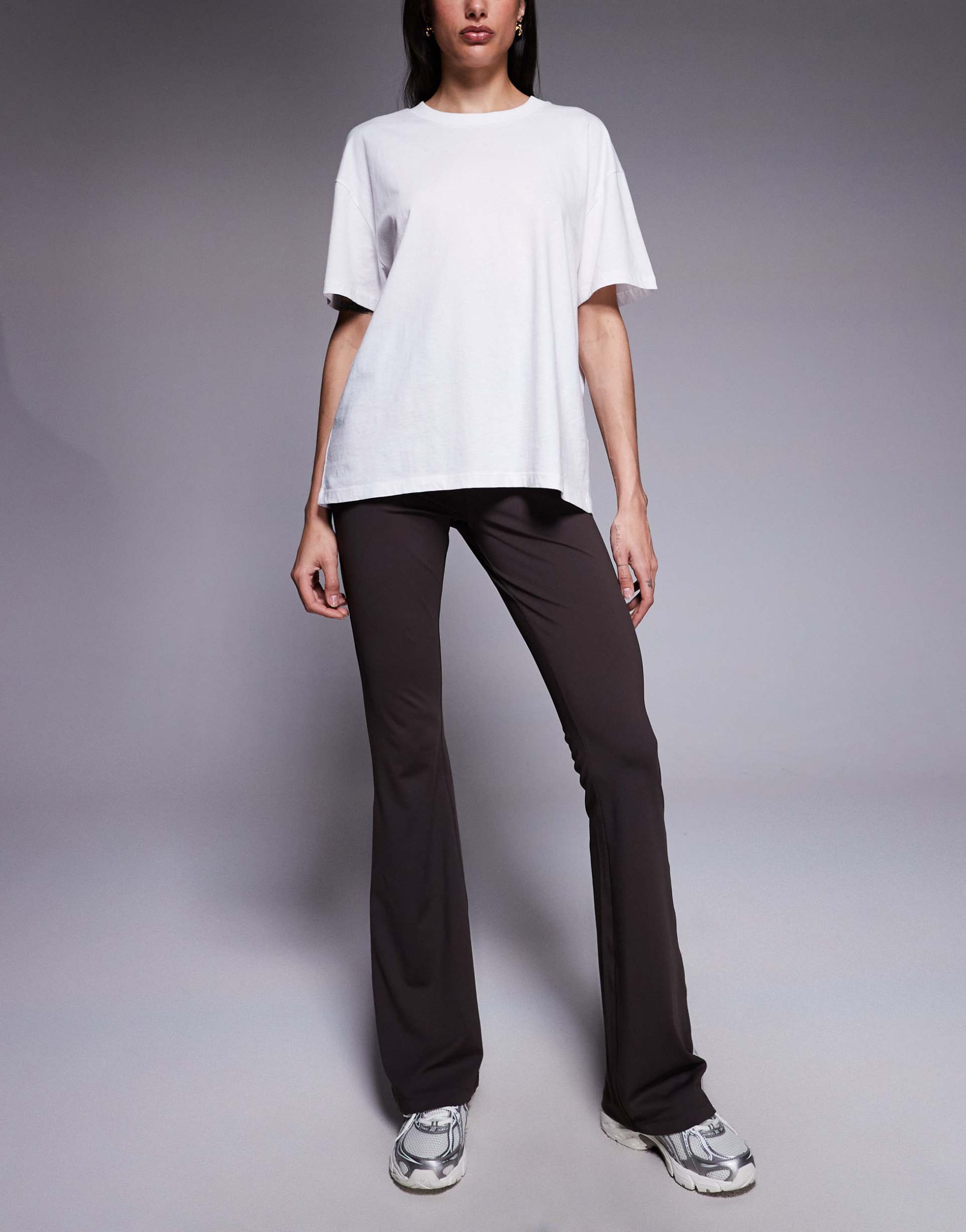 asos design tall sculpting cross front flare pants in chocolate