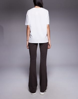 Asos Tall Asos Design Tall Sculpting Cross Front Flare Pants In Brown