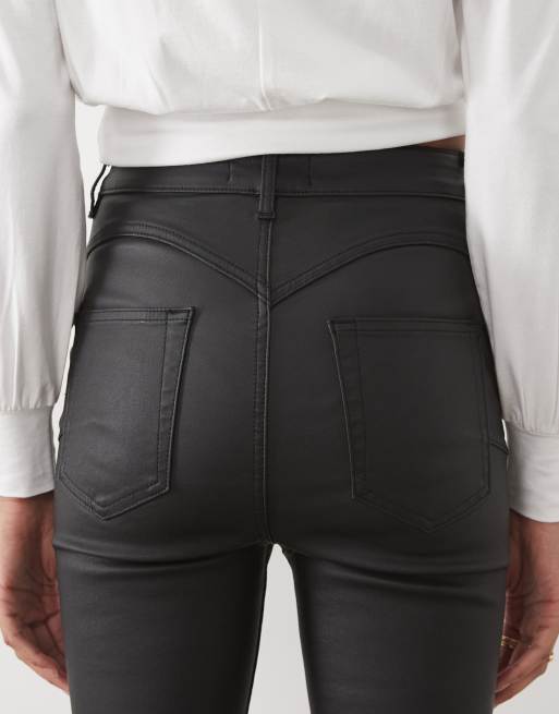 ASOS DESIGN Tall sculpting super stretch flare in coated black, 5 of 5