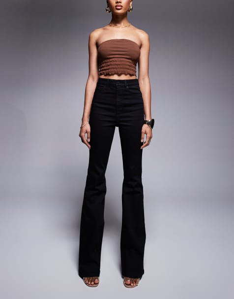 ASOS DESIGN Tall sculpting super stretch flared jeans in black - view 1