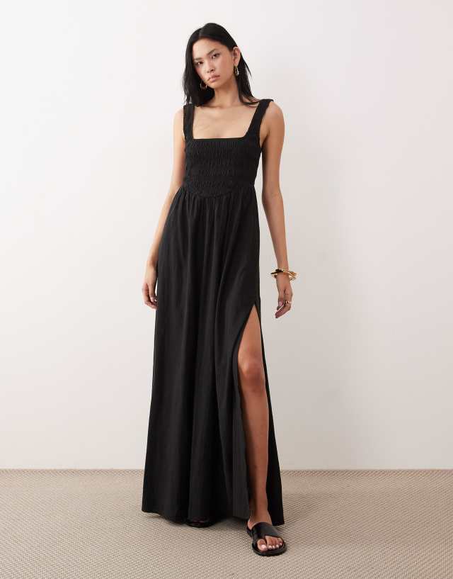 tall black maxi dress ASOS - Selina Beach Shirred - Women - Cotton - 4 US Dresses Deals Macy's Evening Movie/TV Costume layer with a tailored Color:BEIGE/MAGENTA