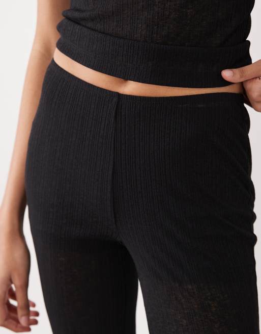 ASOS DESIGN Tall semi sheer capri pyjama trouser with lace trim in black, 2 of 5
