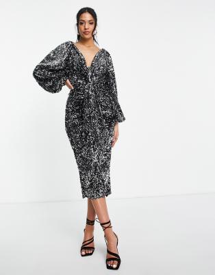 midi black sparkly dress