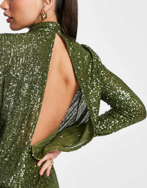 Asos green sequin outlet dress