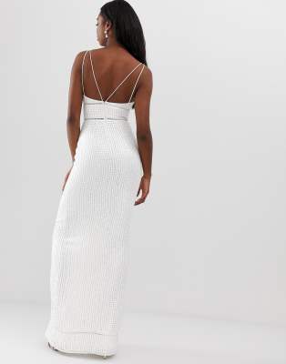 asos design tall sequin maxi dress with ladder trim