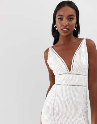 asos design tall sequin maxi dress with ladder trim