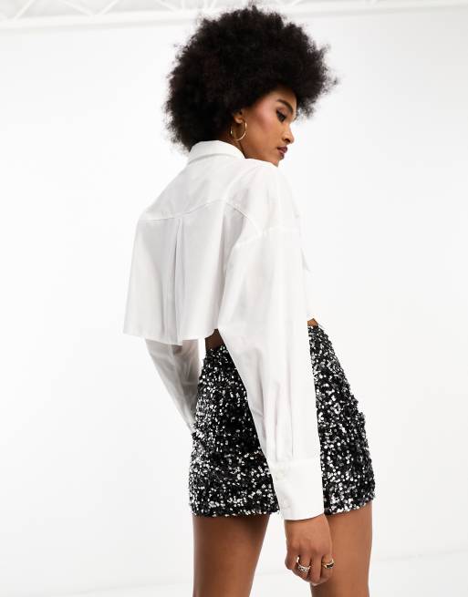 ASOS DESIGN sequin mini skirt in black sequin