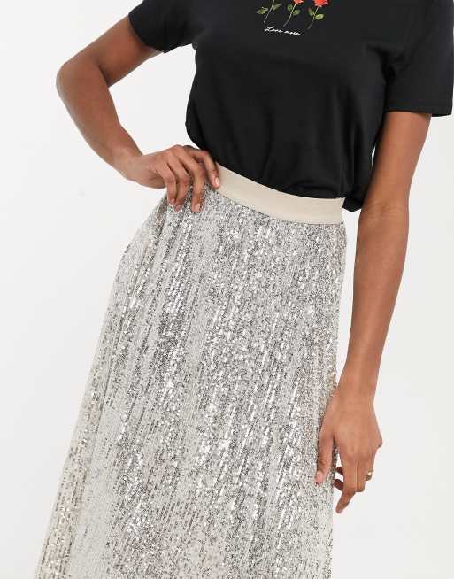 Asos pleated 2024 sequin midi skirt