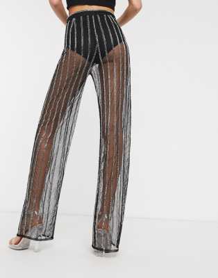 sequin stripe trousers