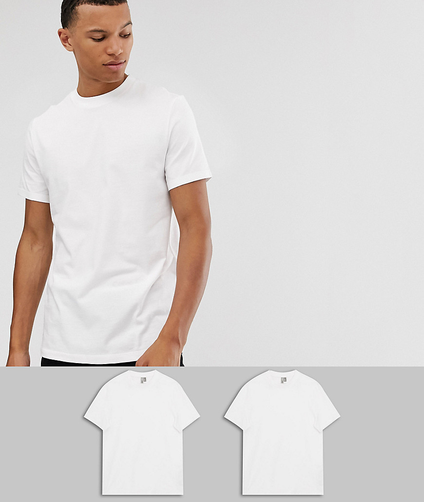 ASOS DESIGN Tall - Set van 2 T-shirts van organisch materiaal met ronde hals, bespaar-Wit