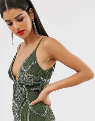 Asos design sexy pencil store midi dress with embellished panels