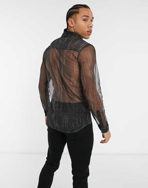 Sheer sparkly sale shirt