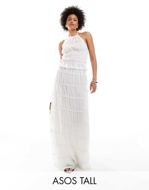 ASOS DESIGN Tall sheer tiered detail co ord maxi skirt in white ASOS