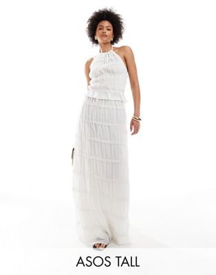 ASOS DESIGN Tall sheer tiered detail maxi skirt in white - part of a set