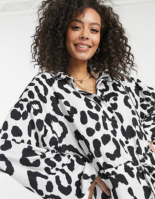 Women Tall shirt dress in leopard print 