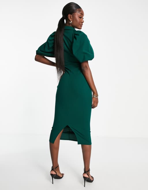 Bottle green 2025 midi dress