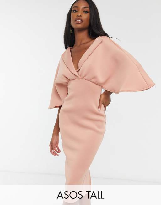 Tall shirt midi pencil dress in rose pink