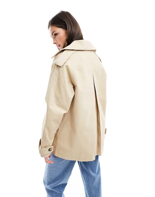 ASOS DESIGN Tall short oversized trench coat in stone | ASOS ASOS DESIGN Tall short oversized trench coat in stone | ASOS