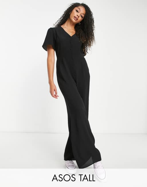 ASOS DESIGN short sleeve tea jumpsuit in black