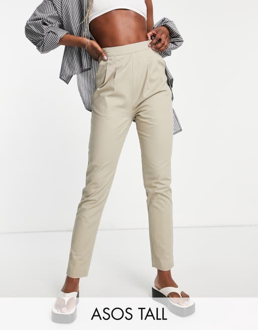 ASOS DESIGN Tall side tab peg pants in stone