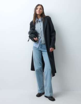 Asos Tall Asos Design Tall Single Breasted Chuck On Overcoat In Black