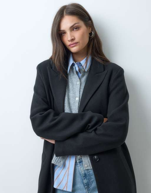 ASOS DESIGN Tall single breasted chuck on overcoat in black, 2 of 4