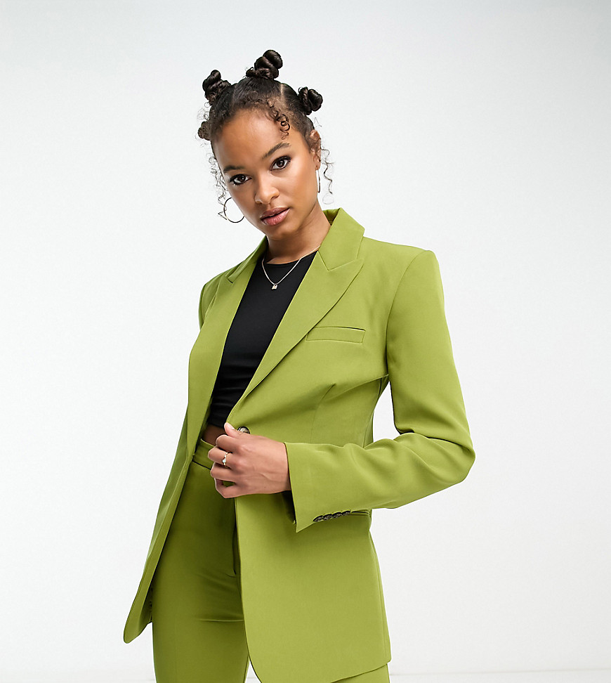 ASOS DESIGN Tall single button 70s suit blazer in moss-Green