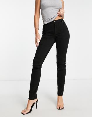 ASOS DESIGN Tall skinny biker cargo trouser with zips in black