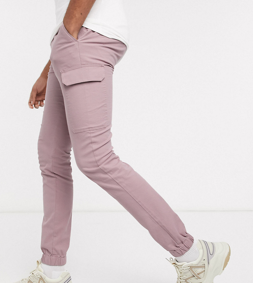 ASOS DESIGN Tall skinny cargo cuffed pants in pink