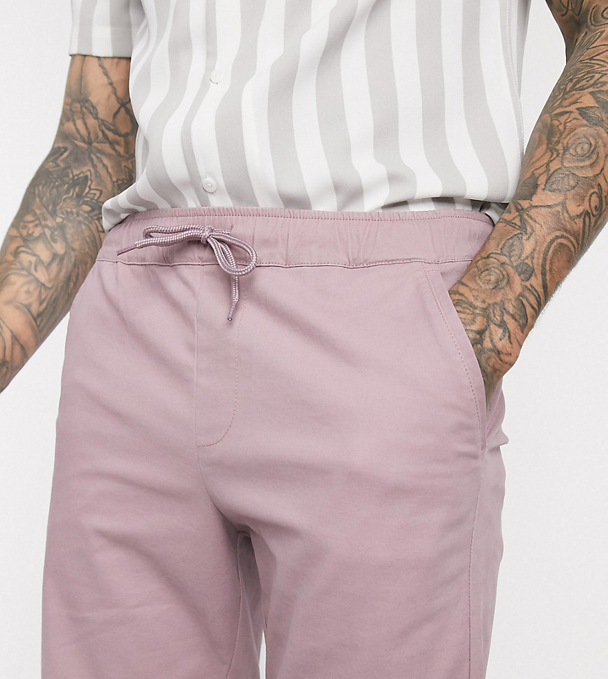 ASOS DESIGN Tall skinny chino shorts with elastic waist in warm pink