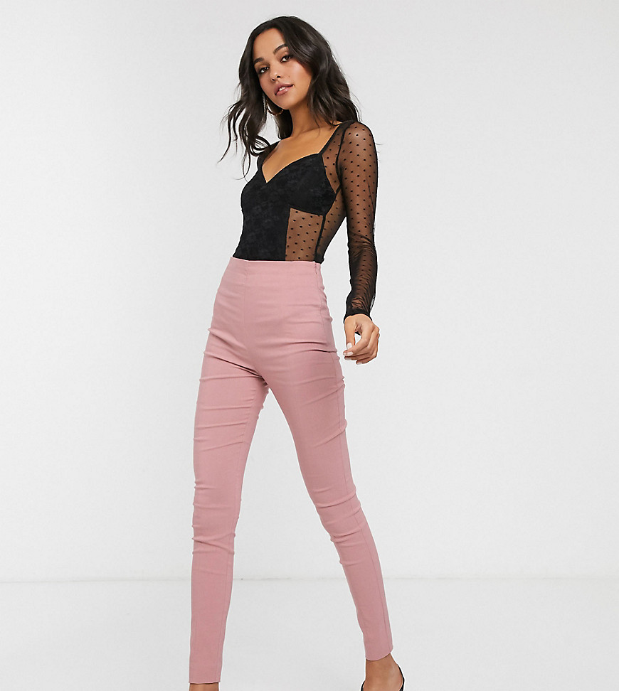ASOS DESIGN Tall - Skinny-fit broek met hoge taille in roze