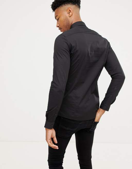 ASOS DESIGN Tall - Skinny-fit overhemd in zwart, 2 van 4