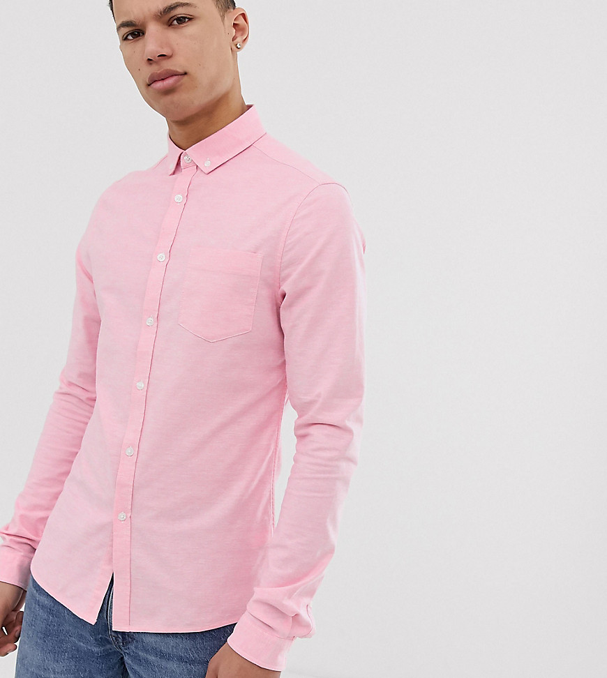 ASOS DESIGN Tall - Skinny-fit oxford overhemd in roze