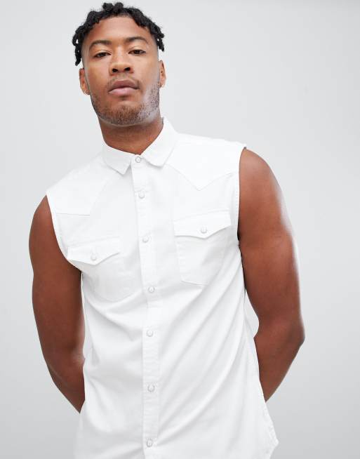 Sleeveless dress store shirt mens