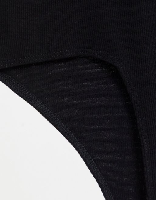 ASOS DESIGN skinny fit t-shirt bodysuit in rib in black