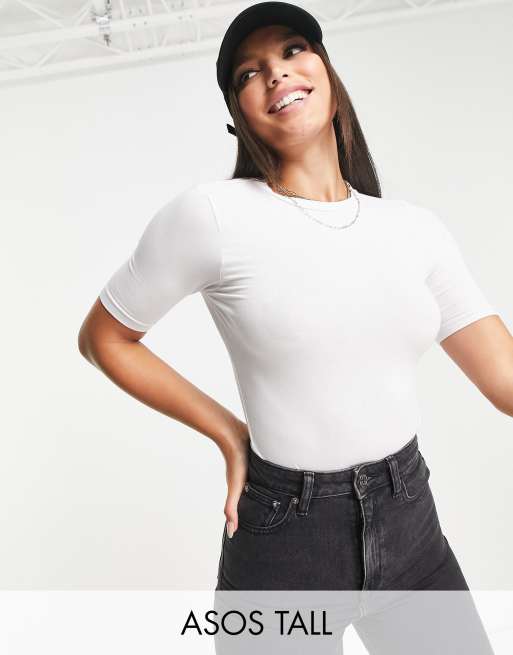 Koncession Bagvaskelse om forladelse ASOS DESIGN Tall skinny fit t-shirt bodysuit in white | ASOS