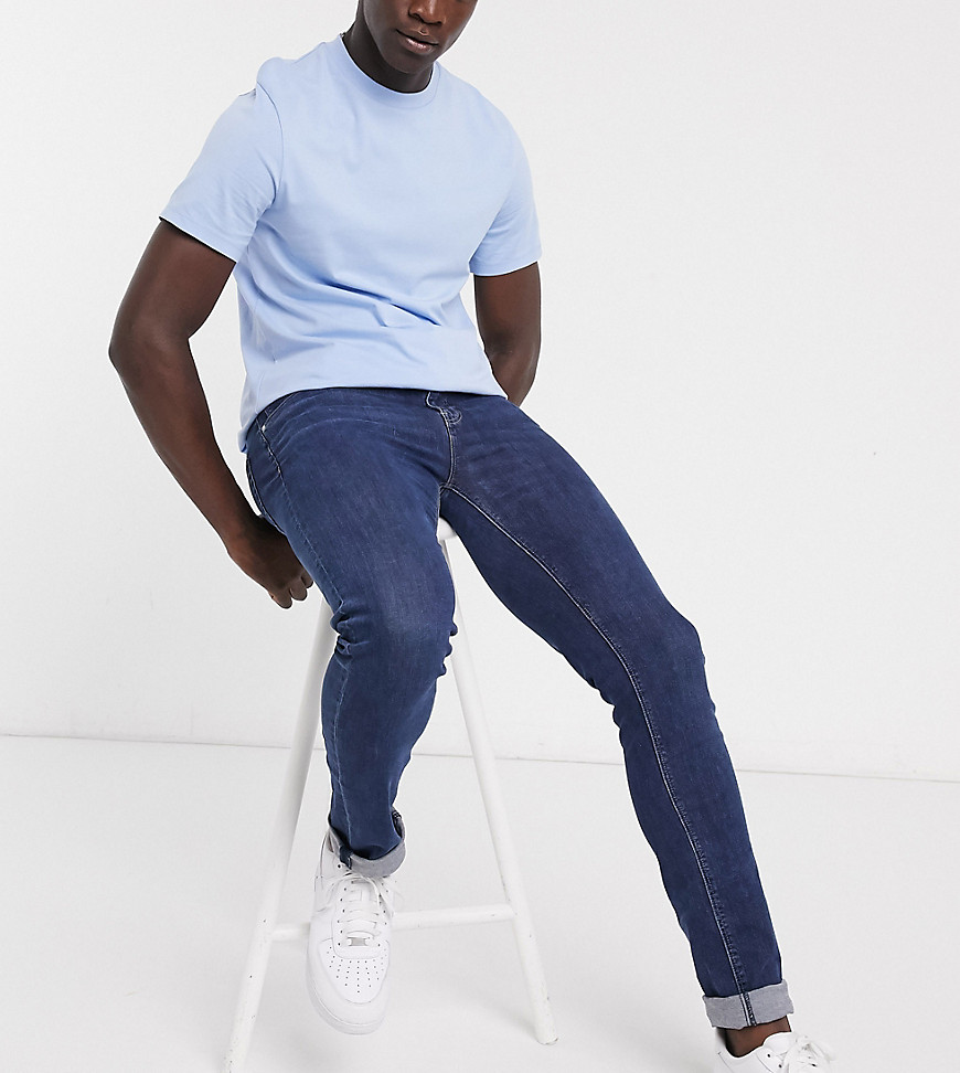ASOS DESIGN Tall - Skinny-jeans i flat dark blue-Blå