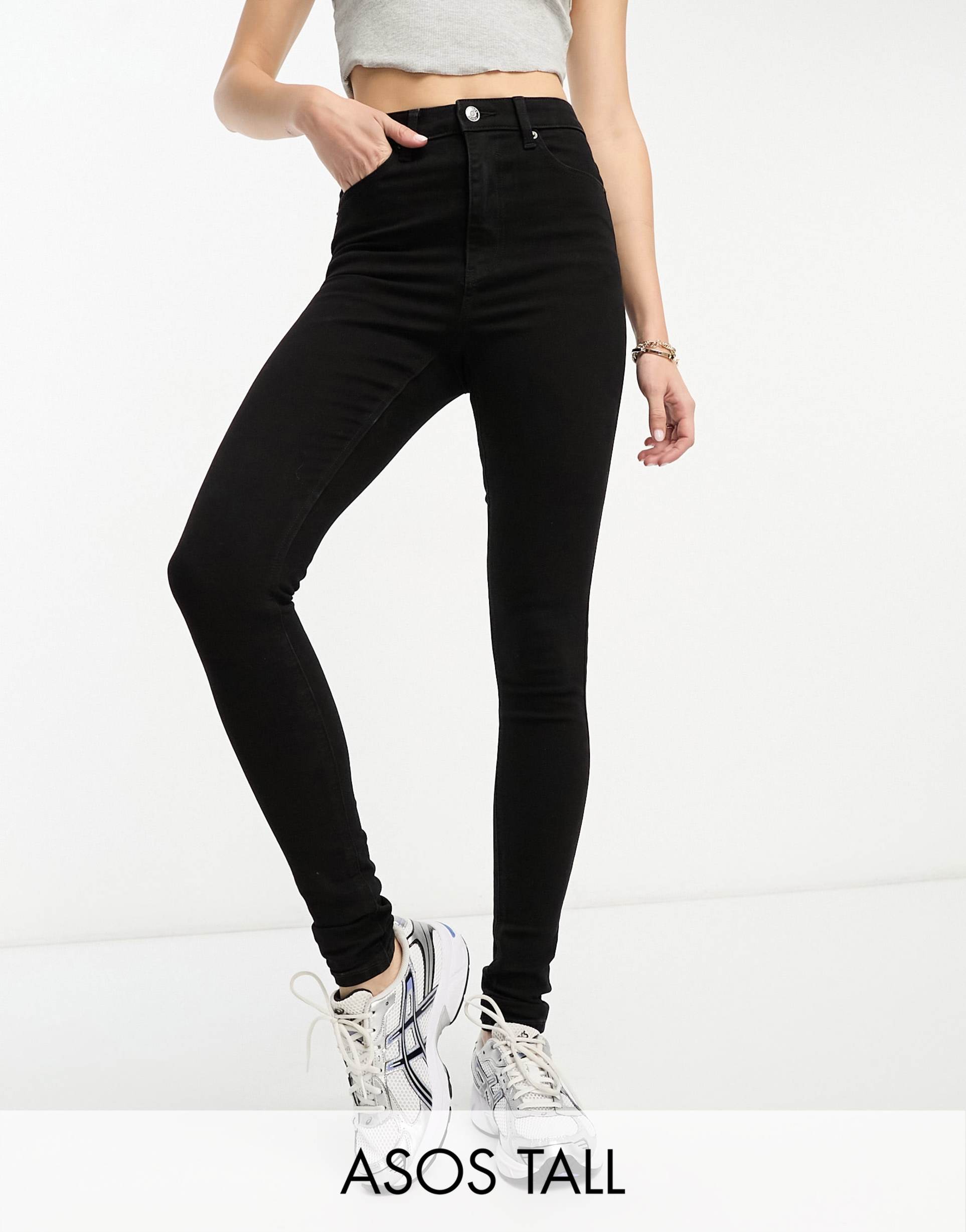 asos design tall skinny jeans in black
