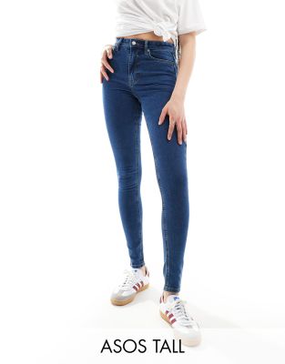 ASOS DESIGN Tall - Skinny-Jeans in Mittelblau