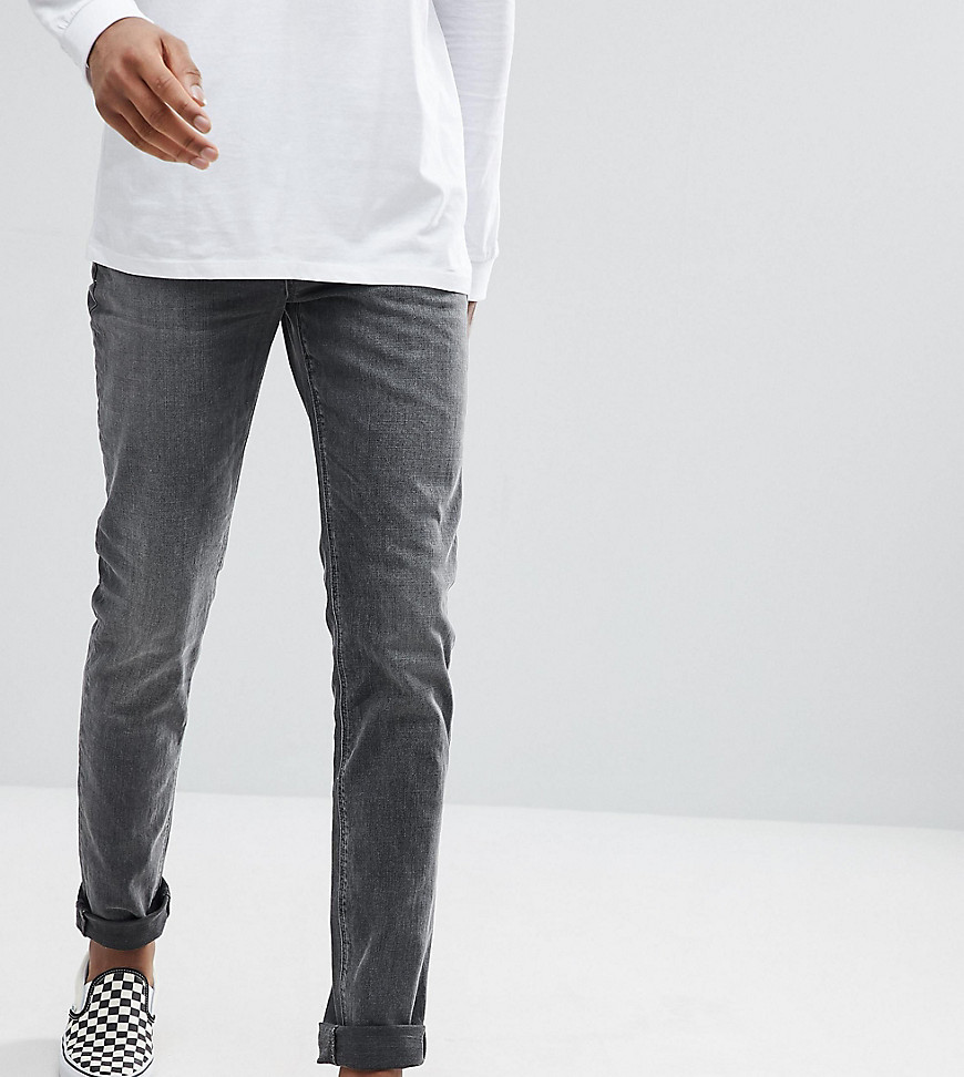 Asos Design Tall Skinny Jeans In Vintage Washed Black